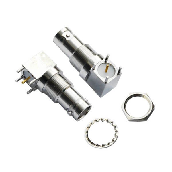 bnc同軸電纜連接器 75歐姆 方形5引腳 彎式母頭 PCB板