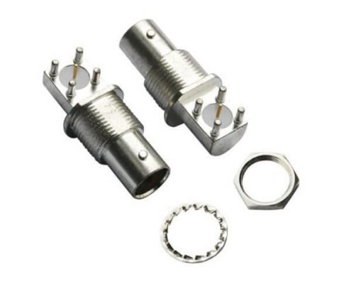 bnc 連接器 型號(hào) 方頭 5引腳彎式射頻同軸母頭穿墻 PCB板端