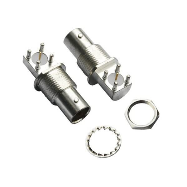 bnc 連接器 型號(hào) 方頭 5引腳彎式射頻同軸母頭穿墻 PCB板端