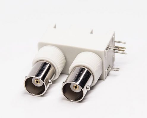 bnc 接口 白色塑膠外殼絕緣 彎式母頭PCB板端