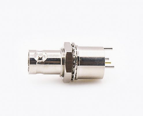 BNC前鎖穿墻連接器75Ω母頭直插PCB安裝