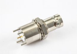 BNC連接器PCB安裝和面板安裝前鎖穿墻插孔母頭直式75ohm