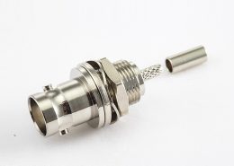 BNC連接器母直式穿墻壓接RG174/RG316其他銅鍍鎳標準50Ω/75Ω
