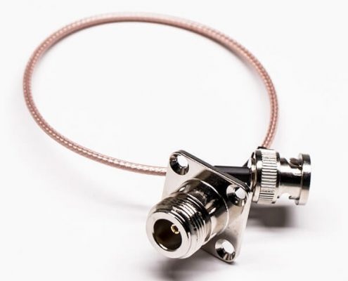 BNC電纜直式公頭轉(zhuǎn)4孔法蘭N母頭線材組裝壓接