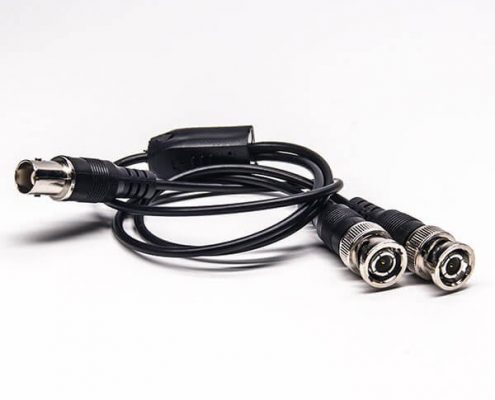 BNC視頻線母頭轉公頭一拖二RG59線線長20CM