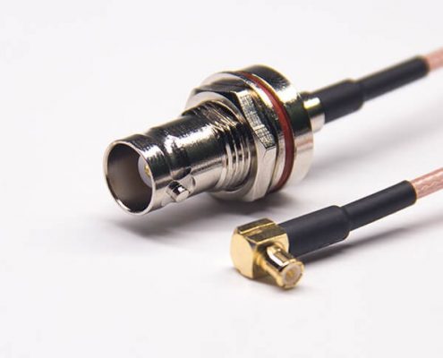 BNC連接器 接線直式母頭前鎖板圓盤防水轉MCX彎式公頭接RG316