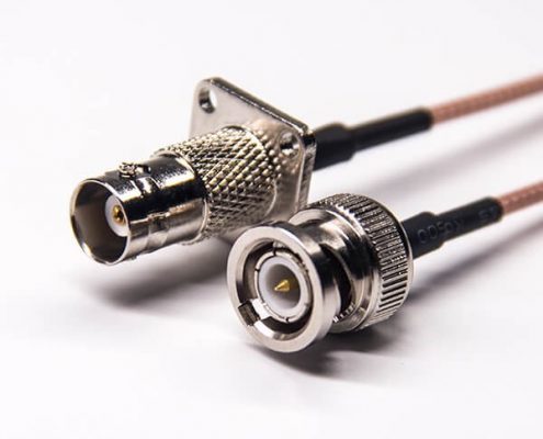 bnc接口線纜直從頭轉bnc母四孔法蘭接RG316線