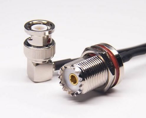 射頻線UHF母頭防水轉彎式bnc公頭接RG174線材