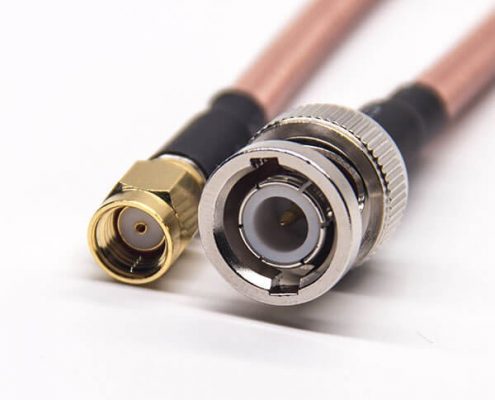 BNC線接口公頭直式轉SMA反極公頭直式RF同軸線材接RG142