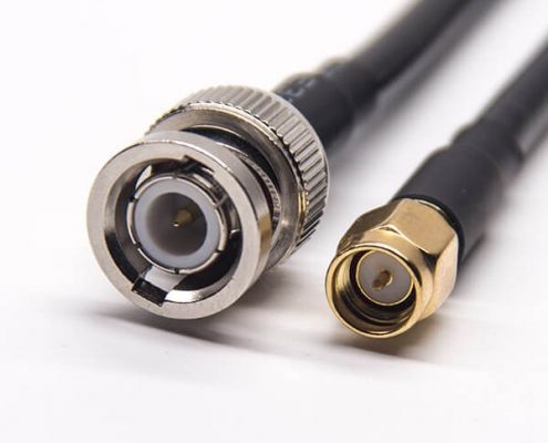 屏蔽線BNC接頭公頭直式轉SMA公頭直式同軸線纜接RG223 RG58