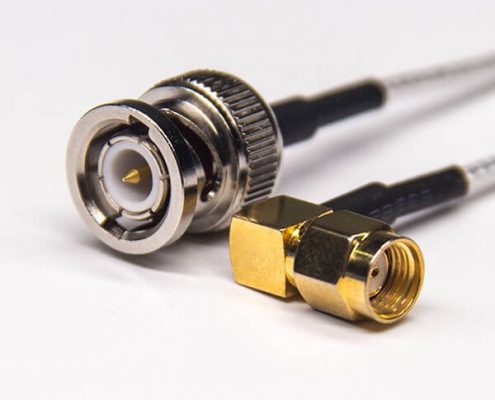 BNC線直式公頭轉SMA彎式反極公頭RF線材接RG316